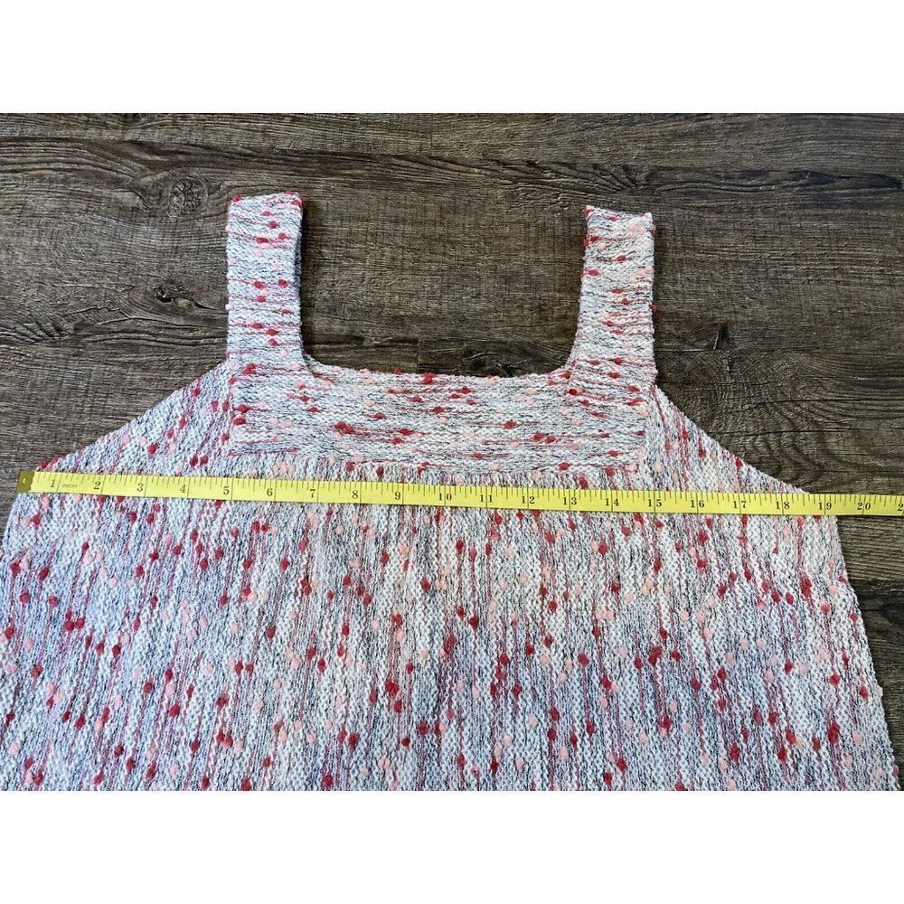 Lucky Brand Women’s Square Neck Speckle Knit Tank Top White Pink Size LG - Picture 5 of 9